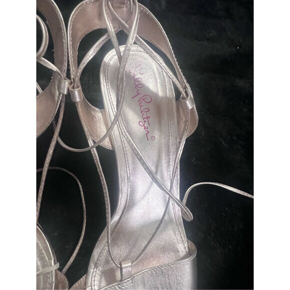 Lilly Pulitzer Gold Metallic Casey Wedge Shoe Size 9 m strappy gladiator - Picture 3 of 6